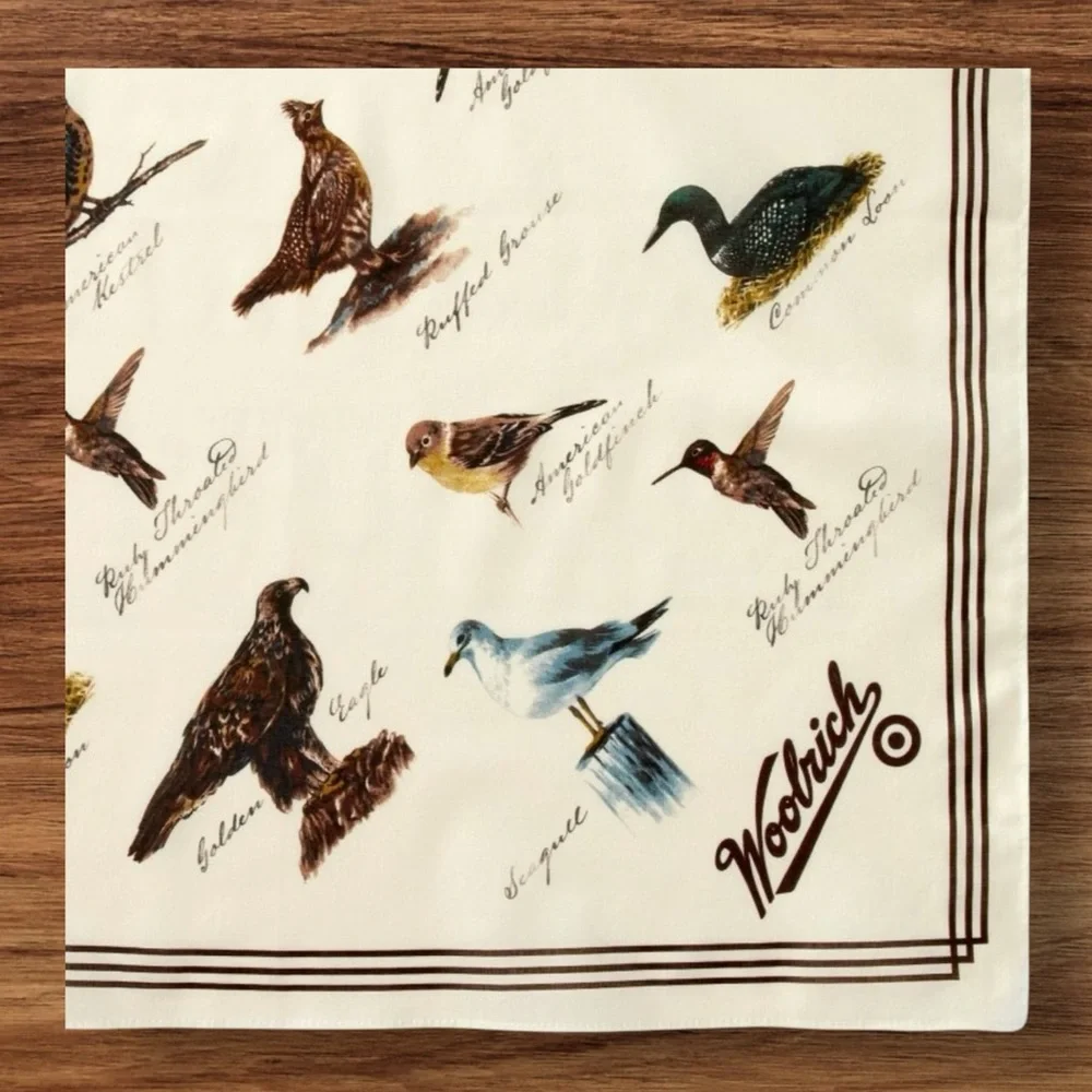 Woolrich Bird Motif Cotton Bandana Scarf